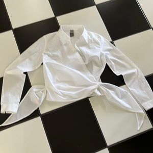 Women's Lafayette Studio 148 strech cotton wrap shirt